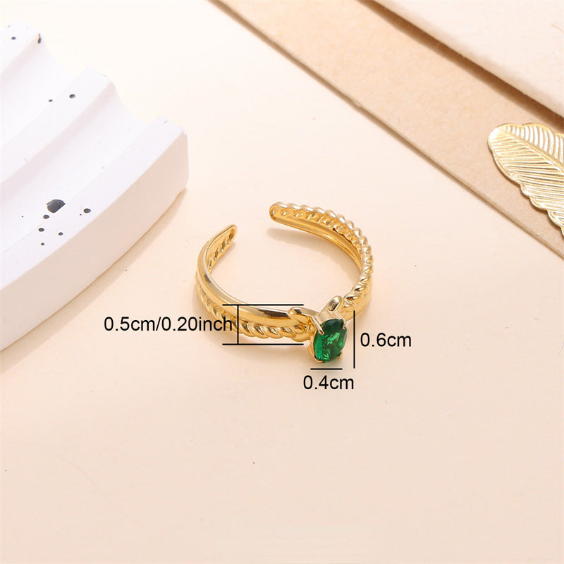 Wholesale Stainless Steel Gold Inlaid Zircon Ring
